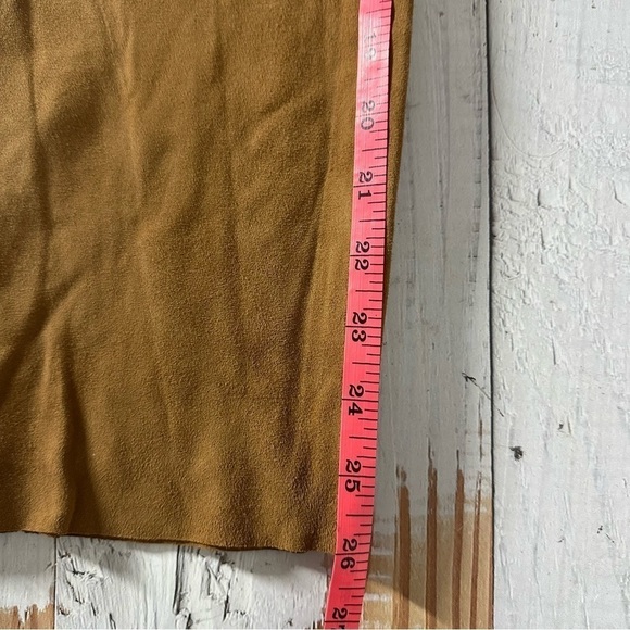 Eleventy Platinum Leather Suede Straight Leg Pants Size US 2 EU 40 Camel Brown - Picture 9 of 12